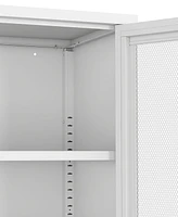 Manhattan Comfort 31.5" Steel Amelia Modern 3-Shelf Accent Cabinet