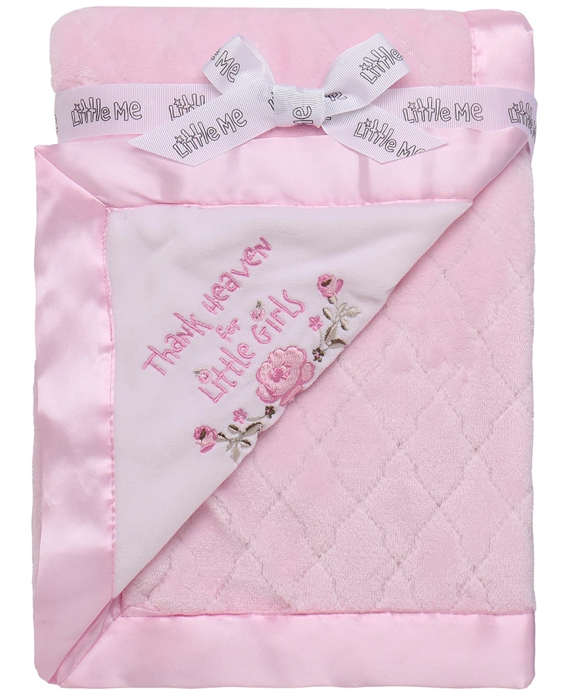 Little Me Baby Girls Thank Heaven for Little Girls Blanket with Satin