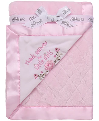 Little Me Baby Girls Thank Heaven for Little Girls Blanket with Satin