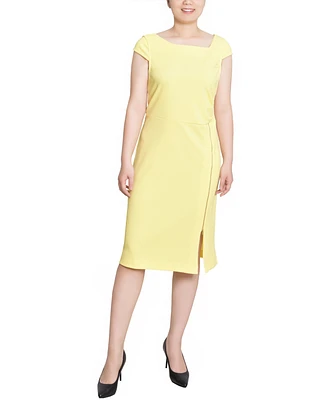 Ny Collection Petite Cap Sleeve Exposed Zipper Dress