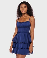 B Darlin Juniors' Sleeveless Satin Fit & Flare Dress