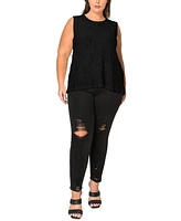Coin 1804 Plus Spiral Wave Texture Strappy Back Tank Top