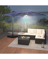Mondawe 120" Square Cantilever Umbrella with Detachable Led Atmosphere Light and Bluetooth Player