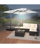 Mondawe 120" Square Cantilever Umbrella with Detachable Led Atmosphere Light and Bluetooth Player