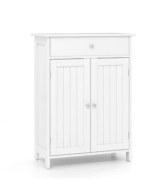 Slickblue Bathroom Floor Cabinet Freestanding Storage Organizer with 2 Doors