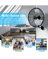 Mecale 20 Inch Wall Mount Fan with Aluminum Fan Blades, Industrial 3-Speed Oscillating Metal Wall Fan, Heavy Duty Wall Mount Fan for Shop, Commercial,