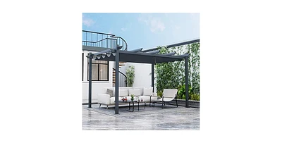 10 x 13 Feet Outdoor Aluminum Retractable Pergola Canopy Shelter