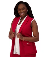 Kasper Notched Collar Open-Front Regular & Plus Sizes Vest Jacket