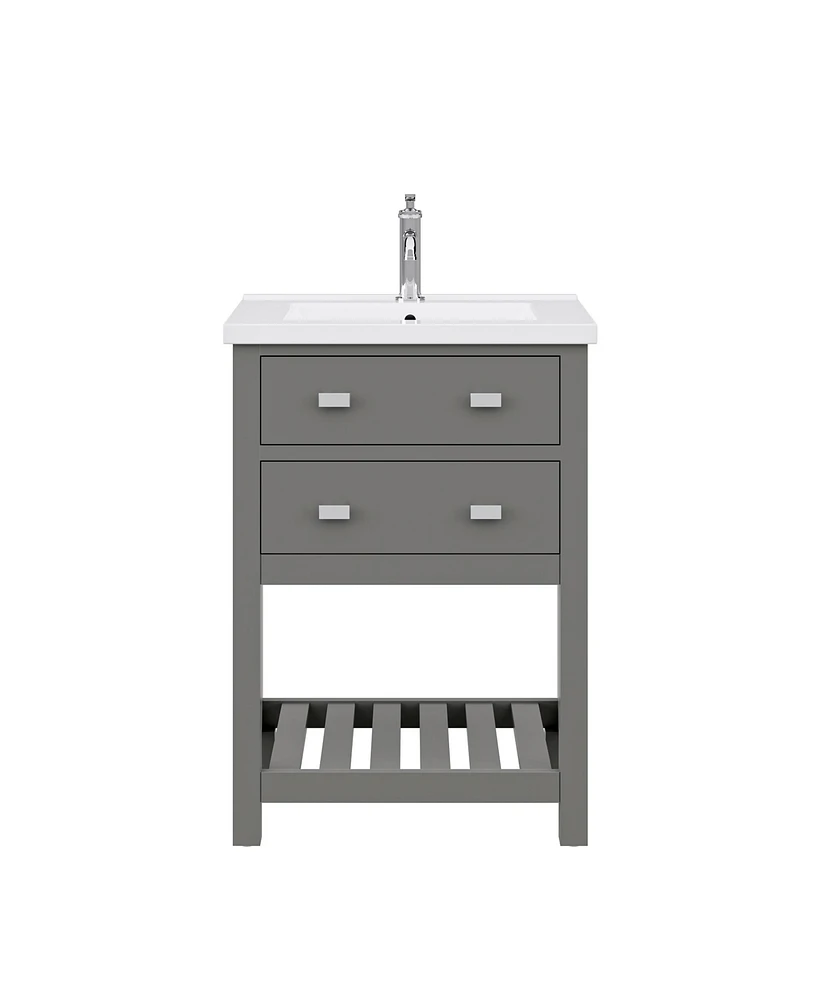 Viola 24 in. W Bath Vanity in Cashmere Grey with Ceramic Vanity Top in White with Integrated White Basin