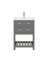 Viola 24 in. W Bath Vanity in Cashmere Grey with Ceramic Vanity Top in White with Integrated White Basin