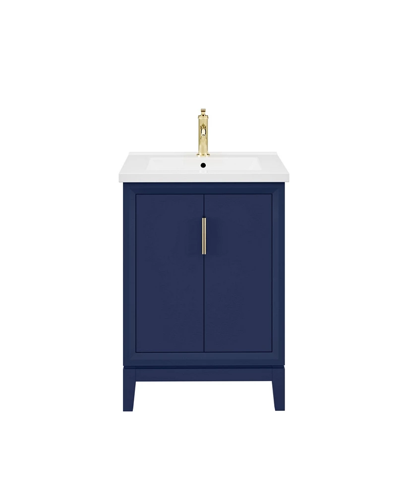 Elise 24.5 in. W x 18 In. D Bath Vanity in Monarch Blue with Ceramics Vanity Top in White with White Basin