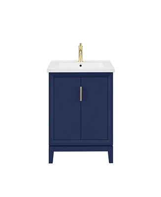 Elise 24.5 in. W x 18 In. D Bath Vanity in Monarch Blue with Ceramics Vanity Top in White with White Basin