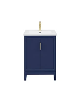 Elise 24.5 in. W x 18 In. D Bath Vanity in Monarch Blue with Ceramics Vanity Top in White with White Basin