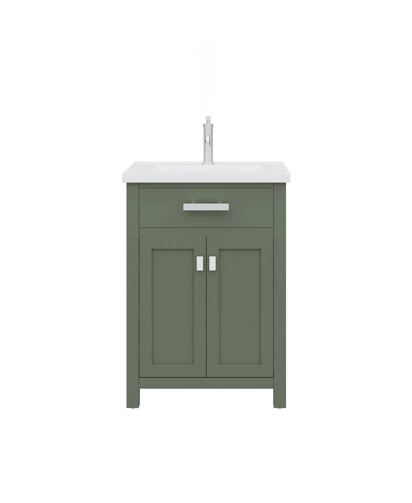 Myra 24 in. W x 18 in. D Bath Vanity in Glacial Green with Ceramics Vanity Top in White with White Basin