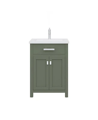 Myra 24 in. W x 18 in. D Bath Vanity in Glacial Green with Ceramics Vanity Top in White with White Basin