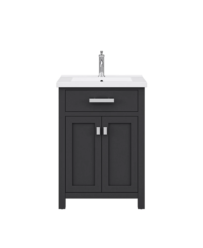 Myra 24 in. Bath Vanity in Espresso with Integrated Ceramics Vanity Top and Sink
