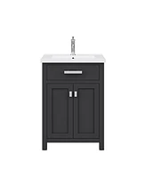 Myra 24 in. Bath Vanity in Espresso with Integrated Ceramics Vanity Top and Sink