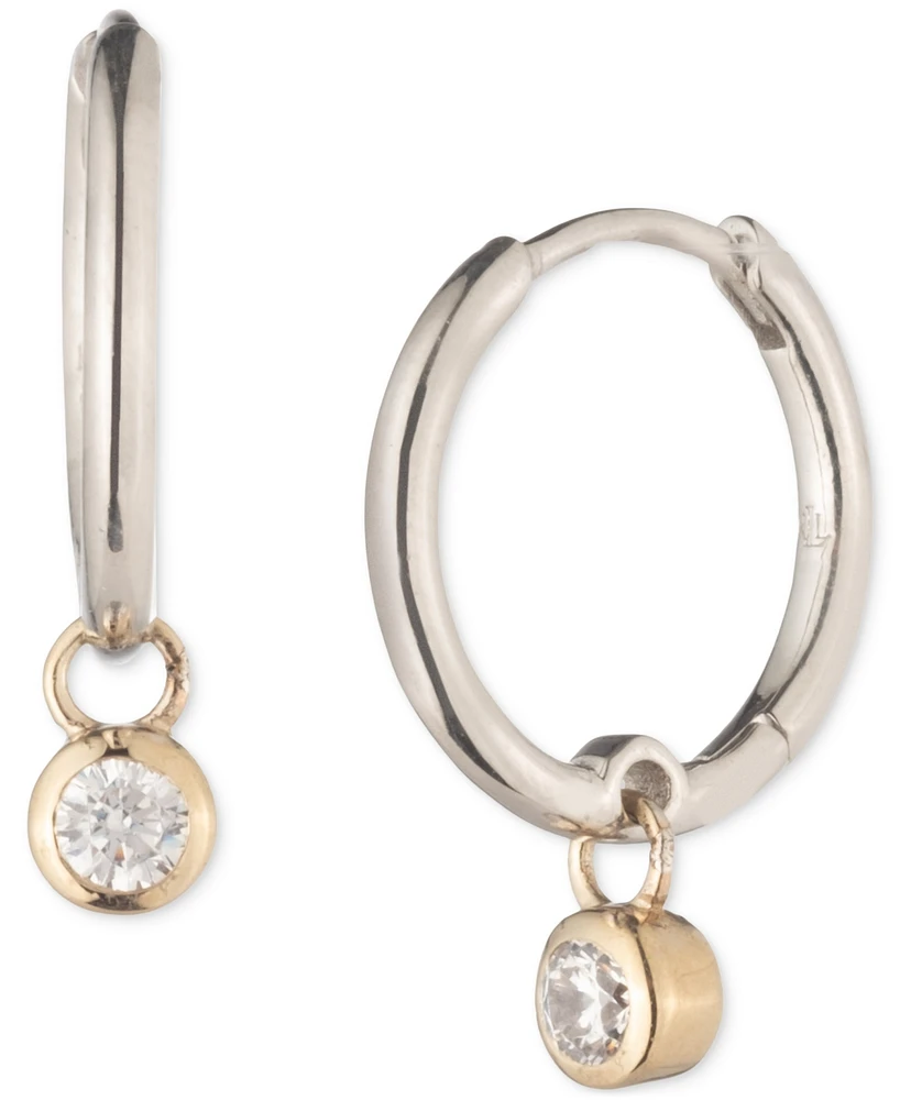 Lauren Ralph Lauren Two-Tone Cubic Zirconia Hoop Drop Earrings