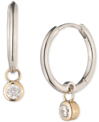 Lauren Ralph Lauren Two-Tone Cubic Zirconia Hoop Drop Earrings