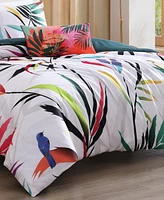 Bebejan Tropical Fusion Bedding 200 Thread Count 100% Cotton Sateen 5 Piece King Size Reversible Comforter Set