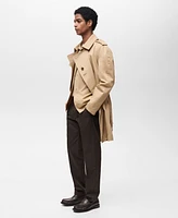 Mango Men's Water-Repellent Belted Trench Coat