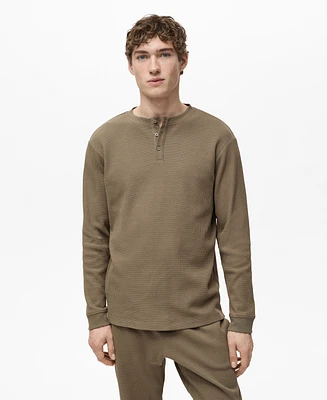 Mango Men's Cotton Check T-Shirt and Pant Pajama Set