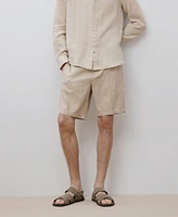 Mango Men's Striped Linen-Blend Bermuda Shorts