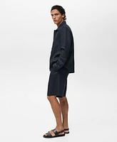 Mango Men's Slim-Fit Linen Bermuda Shorts