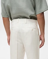 Mango Men's Linen-Blend Pleated Pants