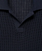 Mango Men's Openwork Knitted Cotton Polo Shirt