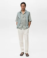 Mango Men's Linen Short Sleeve Shirt