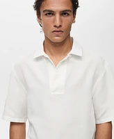 Mango Men's Lyocell Linen Regular-Fit Polo Shirt