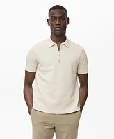 Mango Men's Coolmax Zipper Fine-Knit Polo Shirt
