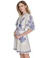 Eliza J Women's Cotton Embroidered A-Line Dress