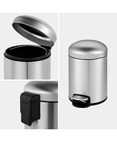 1.32 Gal./5 Liter Stainless Steel Round Step-on Trash Can for Bathroom and Office