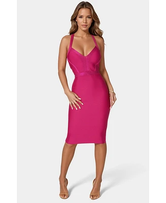Bebe Women's Bandage Lurex Halter Dress