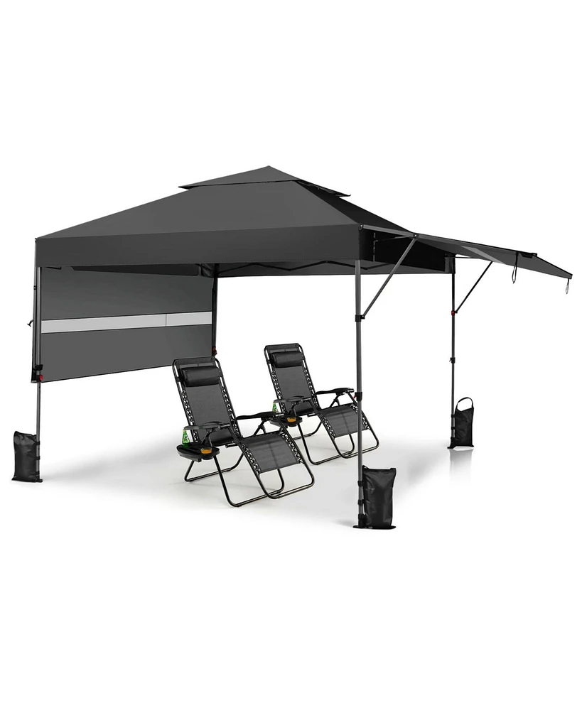 10 x 17.6 Feet Outdoor Instant Pop-up Canopy Tent with Dual Half Awnings