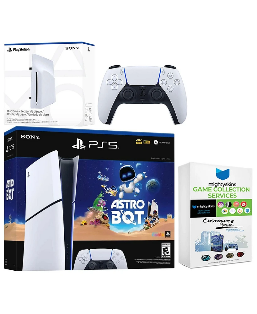 Sony PlayStation 5 Astro Bot Slim Digital Bundle with Disc Drive and MightySkins Game Collection Services
