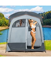 2 Rooms Oversize Privacy Shower Tent with Removable Rain Fly and Inside Pocket