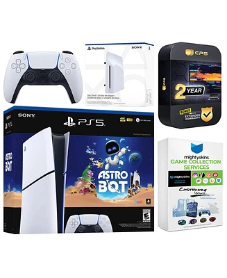 Sony PlayStation 5 Astro Bot Slim Digital Bundle with Disc Drive, MightySkins Game Collection Services and 2 Year Extended Warranty