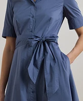 Lauren Ralph Petite Belted Cotton-Blend Shirtdress