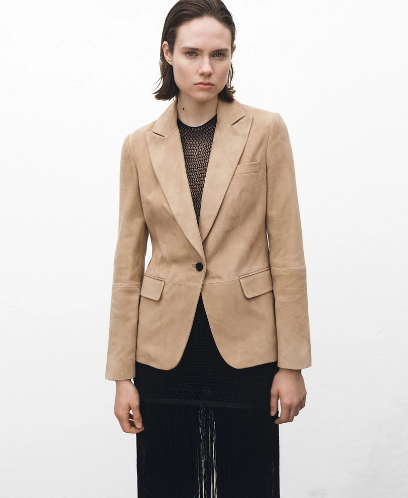 Mango Women's Fitted Suede Jacket