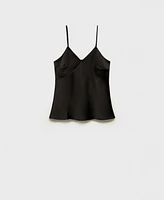 Mango Women's V-Neck Satin Top
