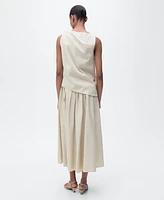 Mango Women's Knotted-Hem Cotton Top