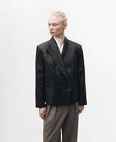 Mango Women's Double-Breasted Leather Jacket