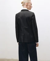 Mango Women's Buttons Leather Jacket