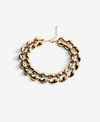 Mango Women's Rhinestone Links Pendant Collar Necklace