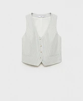 Mango Women's Linen-Blend Suit Vest