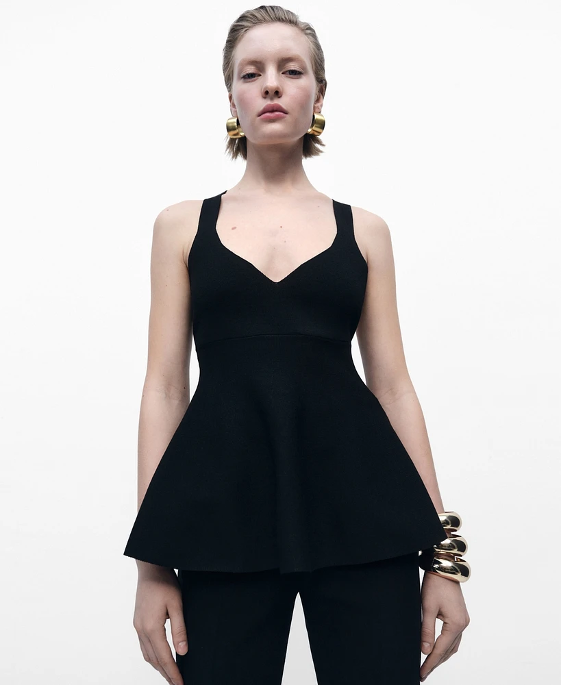 Mango Women's Fine-Knit Peplum Top