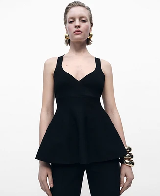 Mango Women's Fine-Knit Peplum Top